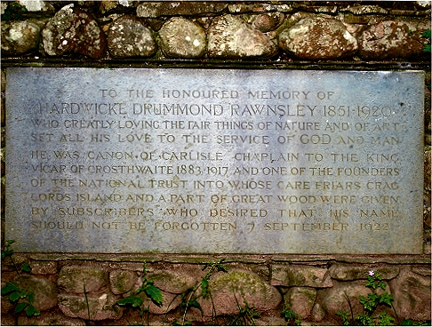 Rawnsley's memorial at Friar's Crag, Keswick