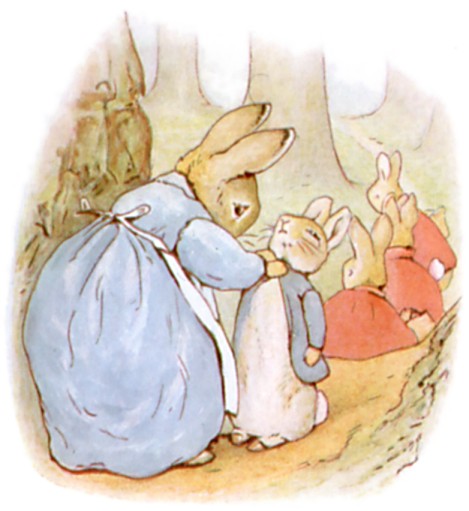 Mrs. Rabbit warning her children