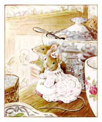A parade of mice escaping into the wainscot