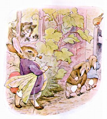 Old Mr. Bunny marching out with the onions