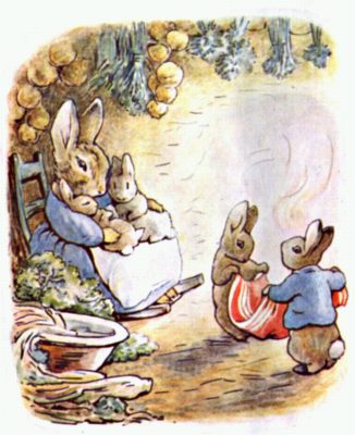 Peter Rabbit and Cotton-tail home again
