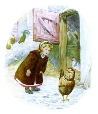 Lucie asking Sally Henny-penny about her handkerchiefs