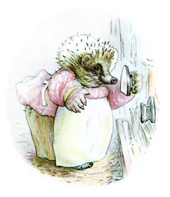 Mrs. Tiggy-Winkle checking her irons