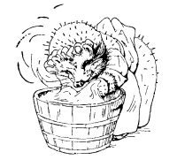Emblem: Mrs. Tiggy-Winkle with her laundry basket