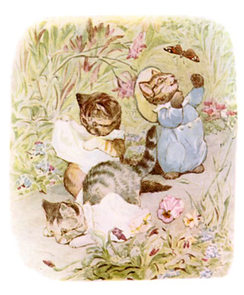 Moppet and Mittens falling on their noses