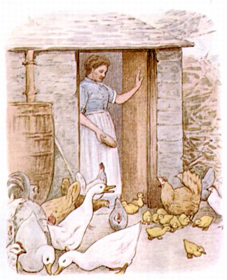 Jemima Puddle-Duck at home on the farm