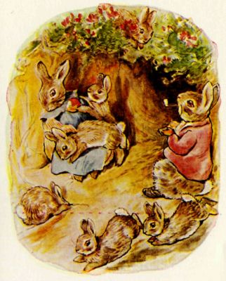 Benjamin Bunny and Flopsy's large family