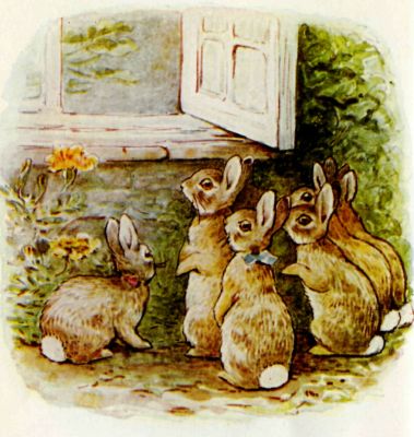 The bunnies listening to McGregor counting leetle fat rabbits