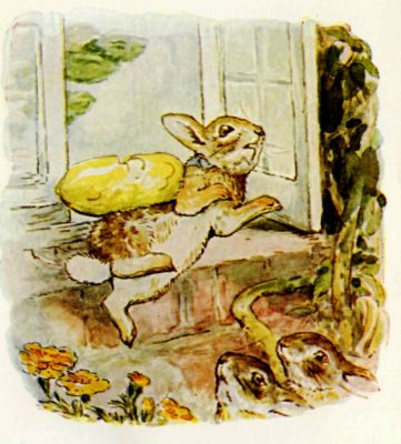 The youngest Flopsy Bunny being hit by a marrow