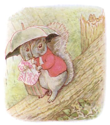 Timmy going home with an umbrella after the storm