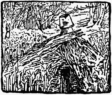 Mr. Tod's stick house in the thicket