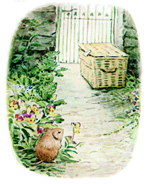 Timmy Willie traveling to town in a vegetable hamper
