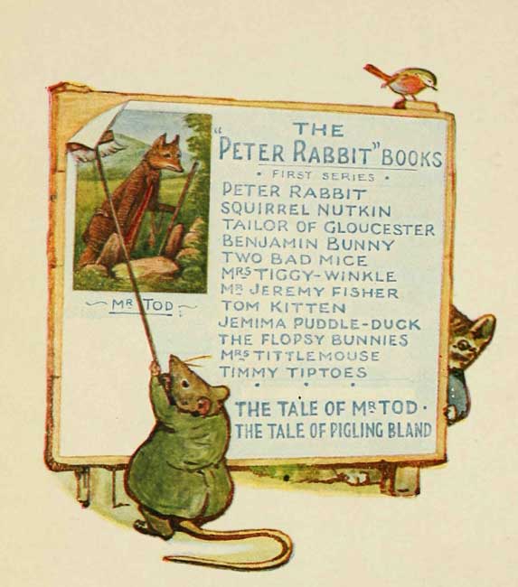 Endpaper illustration of Peter Rabbit characters