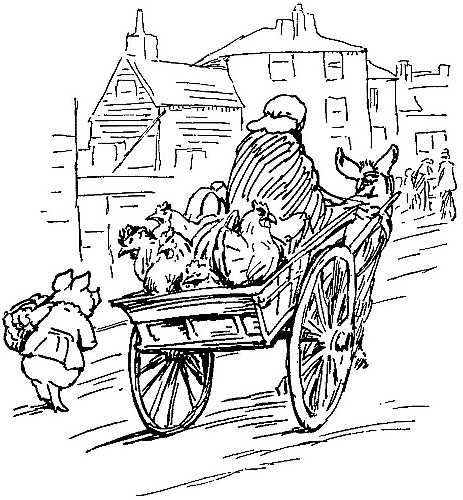Old woman passed in a donkey cart
