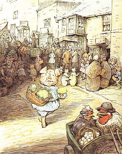 Crowds in the streets, market day
